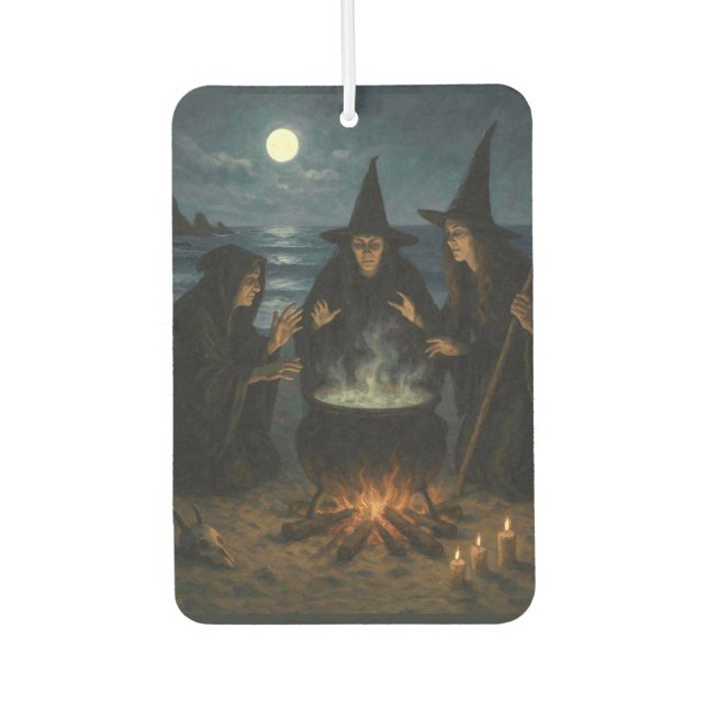 Three Witches Brew Cauldron Full Moon Beach  Air Freshener (Front)