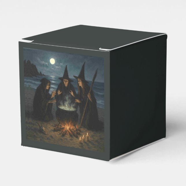 Three Witches Brew Cauldron Full Moon Beach  Favor Boxes (Front Side)