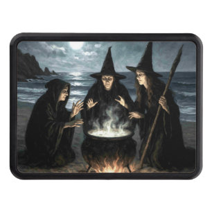 Three Witches Brew Cauldron Full Moon Beach Hitch Cover