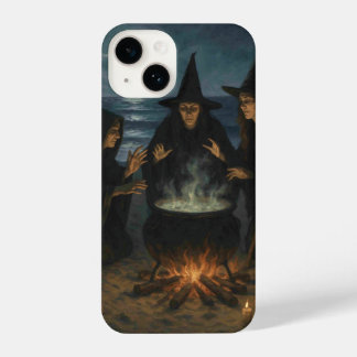Three Witches Brew Cauldron Full Moon Beach  iPhone 14 Case