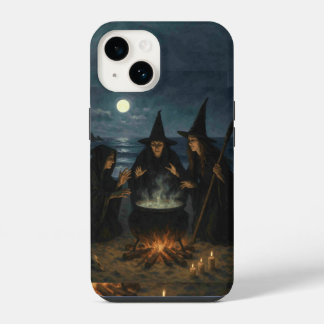 Three Witches Brew Cauldron Full Moon Beach iPhone 14 Case