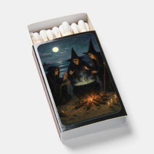 Three Witches Brew Cauldron Full Moon Beach Matchboxes