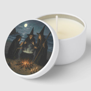 Three Witches Brew Cauldron Full Moon Beach Mini Candle Favors