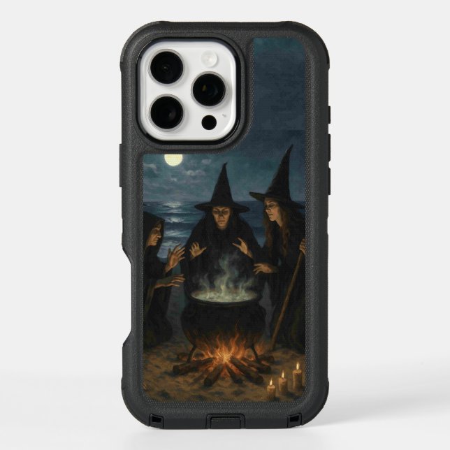 Three Witches Brew Cauldron Full Moon Beach  Otterbox iPhone Case (Back)