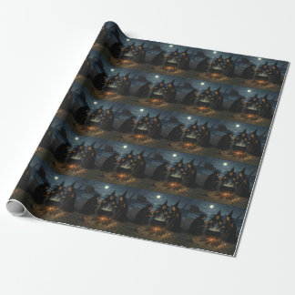 Three Witches Brew Cauldron Full Moon Beach  Wrapping Paper