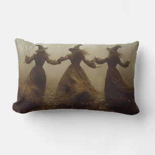 Three Witches Dancing in the Forest Lumbar Pillow