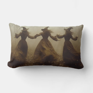 Three Witches Dancing in the Forest Lumbar Pillow
