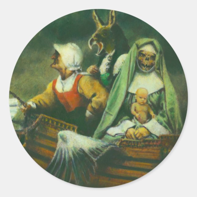 Three Witches Design Classic Round Sticker (Front)