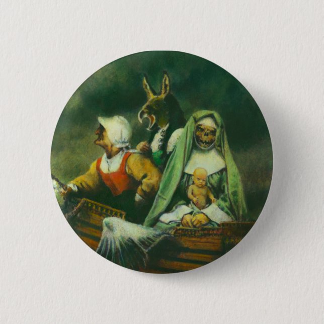 Three Witches Design Pinback Button (Front)