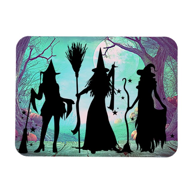 Three Witches Halloween Flexible 3"x4" Magnet (Horizontal)