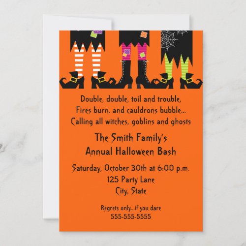 Three Witches Halloween Party Invitation