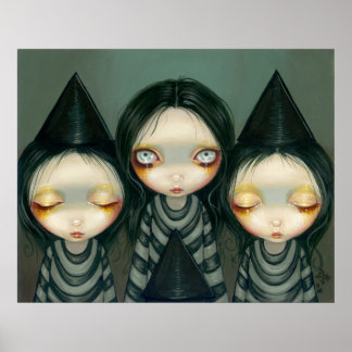 Three Witchy Sisters lowbrow gothic Art Print
