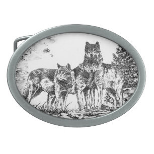 Three Wolves Custom Belt Buckle