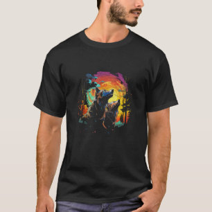 Three Wolves Howling At Moon Cool Pop Art Alaska W T-Shirt