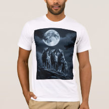 Three Wolves Howling at the Full Moon - Three Wolf