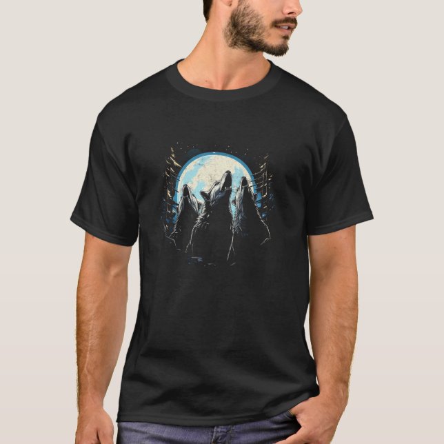 Three Wolves Howling At The Moon Comic Book Men s  T-Shirt (Front)