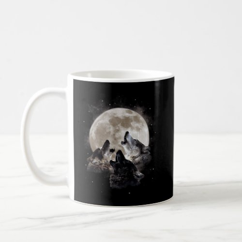 Three Wolves Howling At The Moon Wolf Coffee Mug