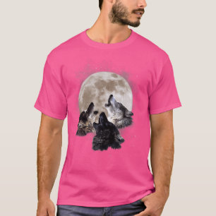 Three Wolves Howling At The Moon Wolf Lover T-Shirt