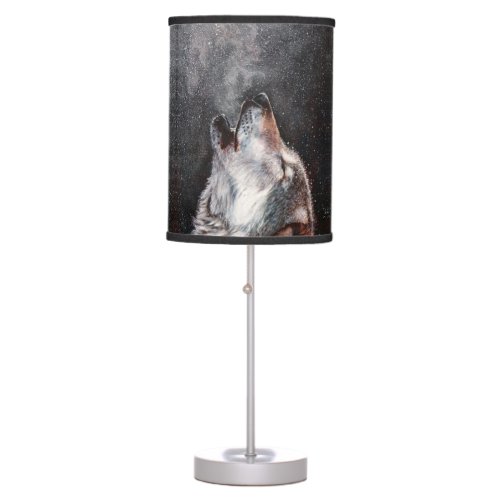 Three Wolves Howling Table Lamp