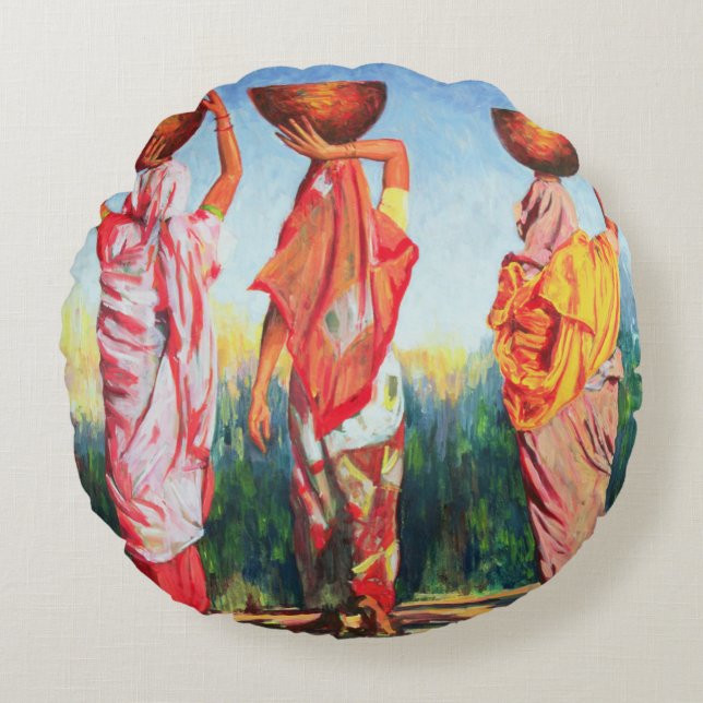 Three Women 1993 Round Pillow (Front)