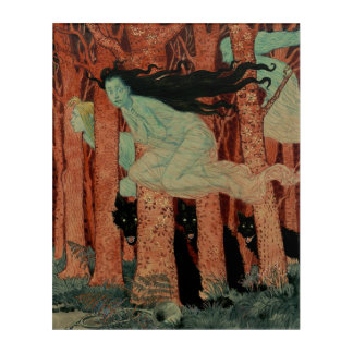 Three Women and Black Wolves Eugène Grasset Acrylic Print