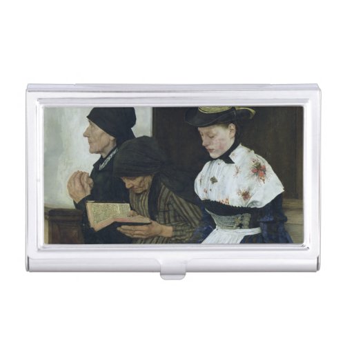 Three Women in Church 1882 Business Card Holder