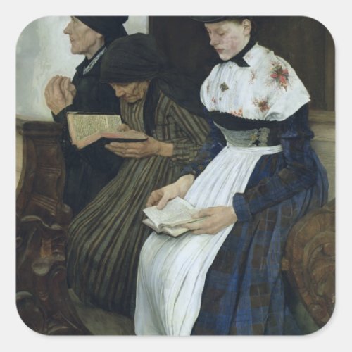 Three Women in Church 1882 Square Sticker