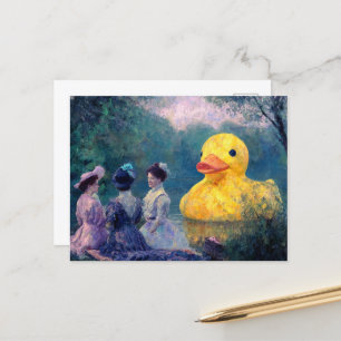 Three Women Picnic With the Giant Duck Postcard