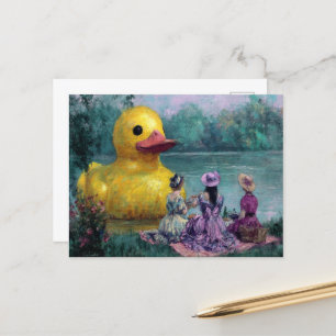 Three Women Picnic With the Giant Duck Postcard