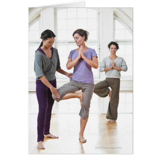 Three women practicing yoga cards (Front)