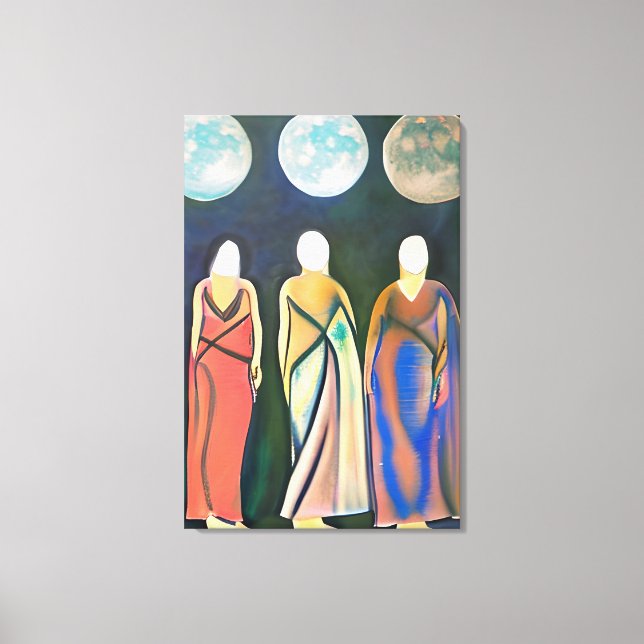 Three Women, Three Moons Canvas Print (Front)