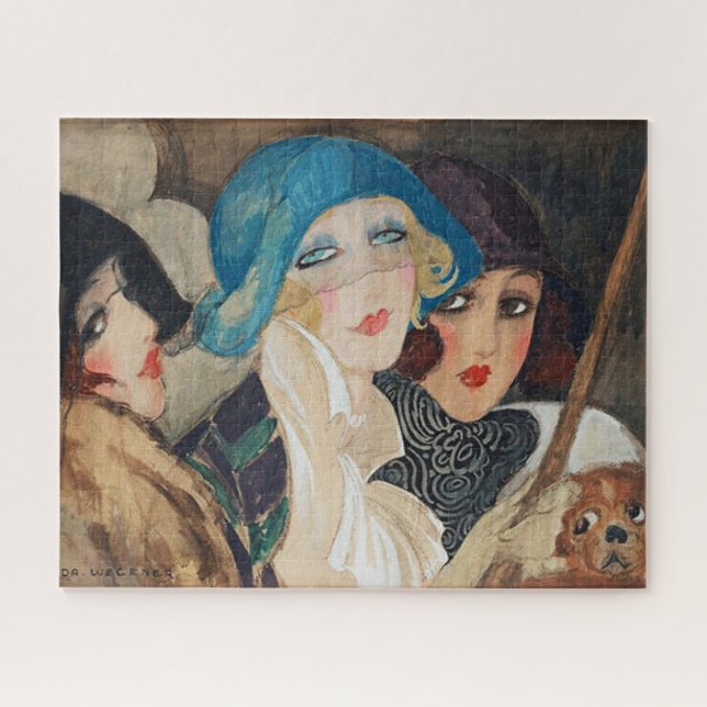 Three women under an umbrella  jigsaw puzzle (Horizontal)