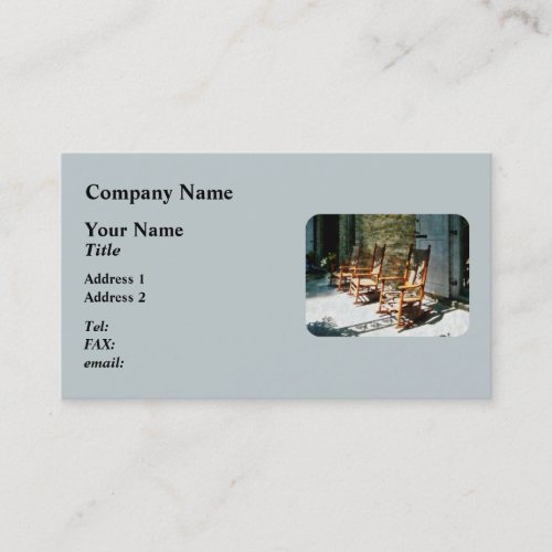 Three Wooden Rocking Chairs on Sunny Porch Business Cards