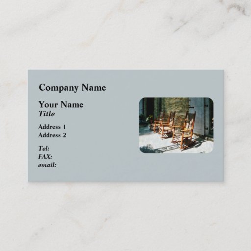 Customizable Three Wooden Rocking Chairs on Sunny Porch Business Cards