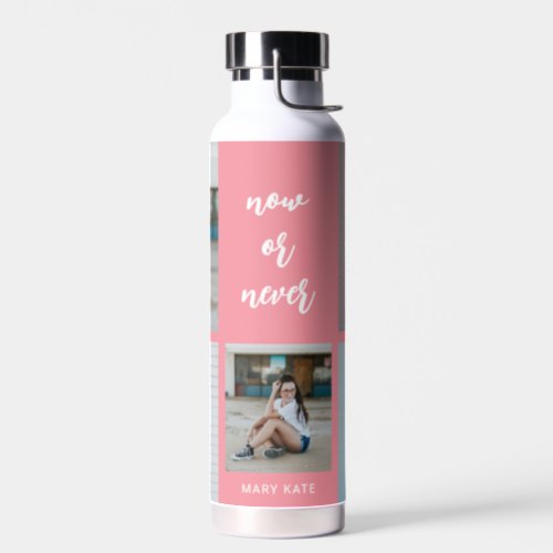 Three Words Collage EDITABLE COLOR Water Bottle