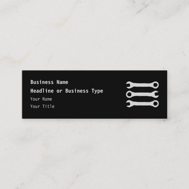 Three Wrenches in Light Gray. Mini Business Card (Front)