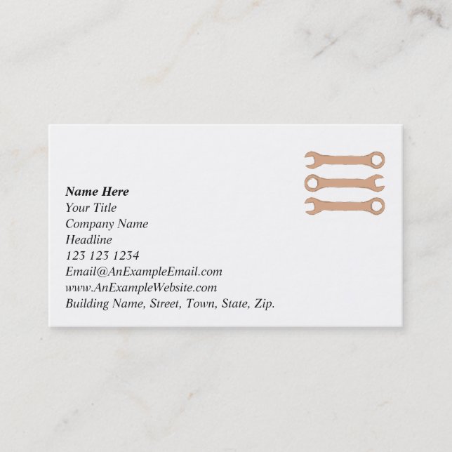Three Wrenches. Tools. Brown. Business Card (Front)