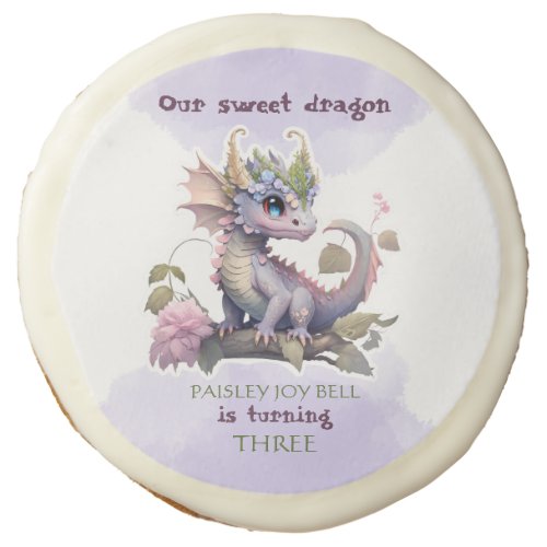 Three Year Old Girl Dragon Sugar Cookie