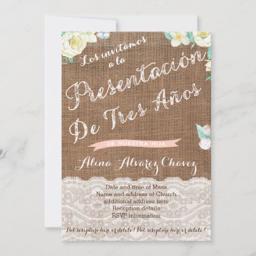 Three Year Old Presentation invite cards for Girl