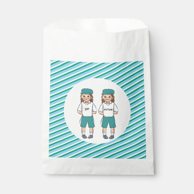 Three Year old twin upsherin boys favor bag (Front)