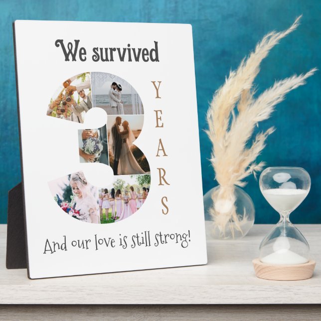 Three Year Wedding Anniversary Plaque (Side)