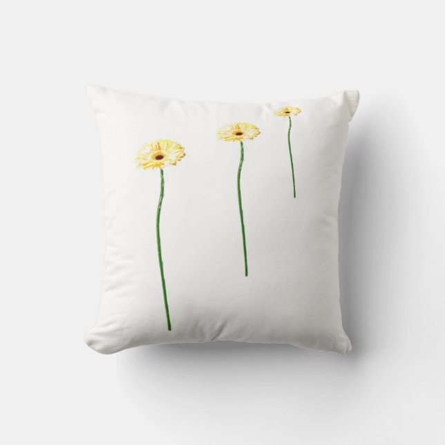 Three Yellow Gerbera Flowers Cushion (Front)