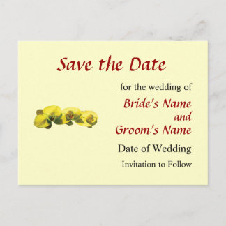 Three Yellow Orchids Save the Date Announcement Postcard