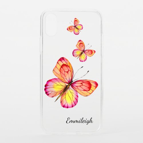 Three Yellow Pink  Butterflies Personalized iPhone XS Case