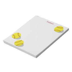 three yellow softballs girls personalized sports notepad