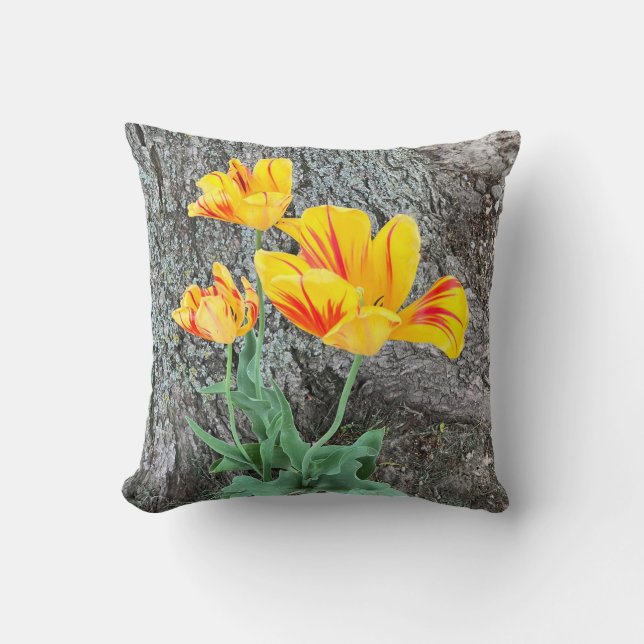 Three Yellow Tulips Sequel / Throw Pillow (Front)