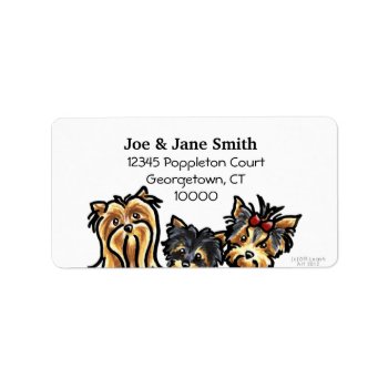 Three Yorkies Clean And Simple Label by offleashart at Zazzle