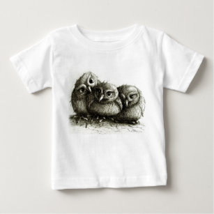 Three Young Cute Owls Baby T-Shirt