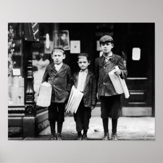 Three Young Newsies - Lewis Hine - Philadelphia Poster