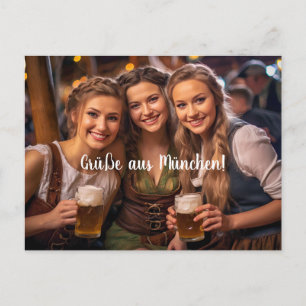 Three young women in Munich. beer Postcard